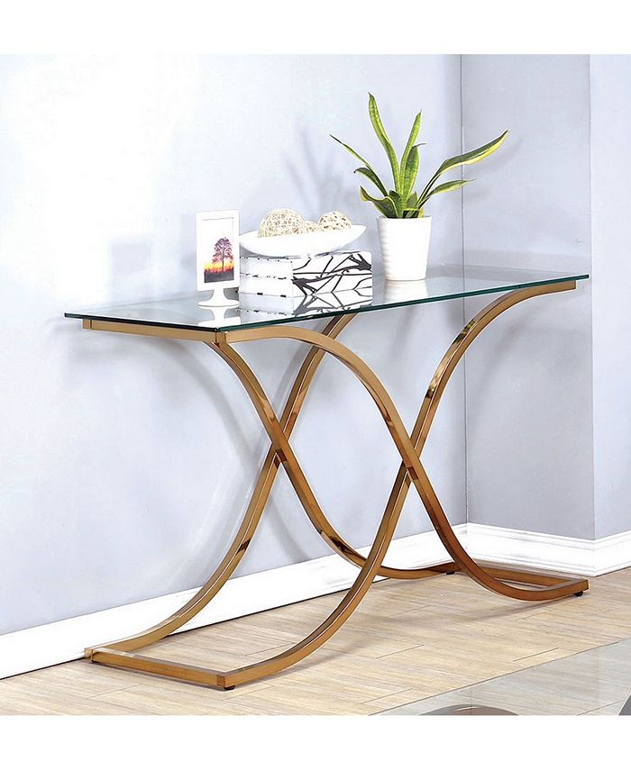 Sarif Glass Top Console Table Furniture Of America Sarif Glass Top Console Table -Costway Shop