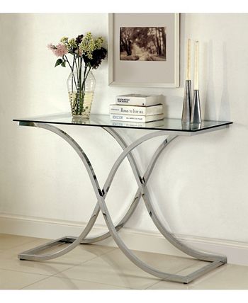 Sarif Glass Top Console Table Furniture Of America Sarif Glass Top Console Table -Costway Shop