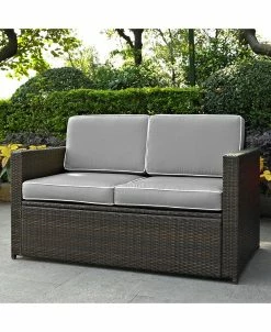 Crosley Palm Harbor Outdoor Wicker Loveseat With Cushions