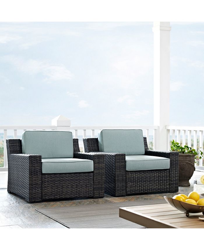 Beaufort 2 Piece Outdoor Wicker Seating Set With Mist Cushion - 2 Outdoor Wicker Chairs Crosley Beaufort 2 Piece Outdoor Wicker Seating Set With Mist Cushion - 2 Outdoor Wicker Chairs -Costway Shop