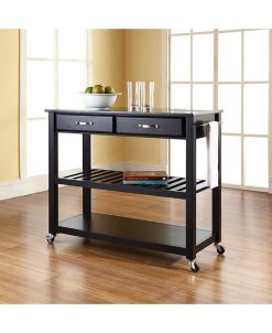 Crosley Solid Granite Top Kitchen Cart Island With Optional Stool Storage