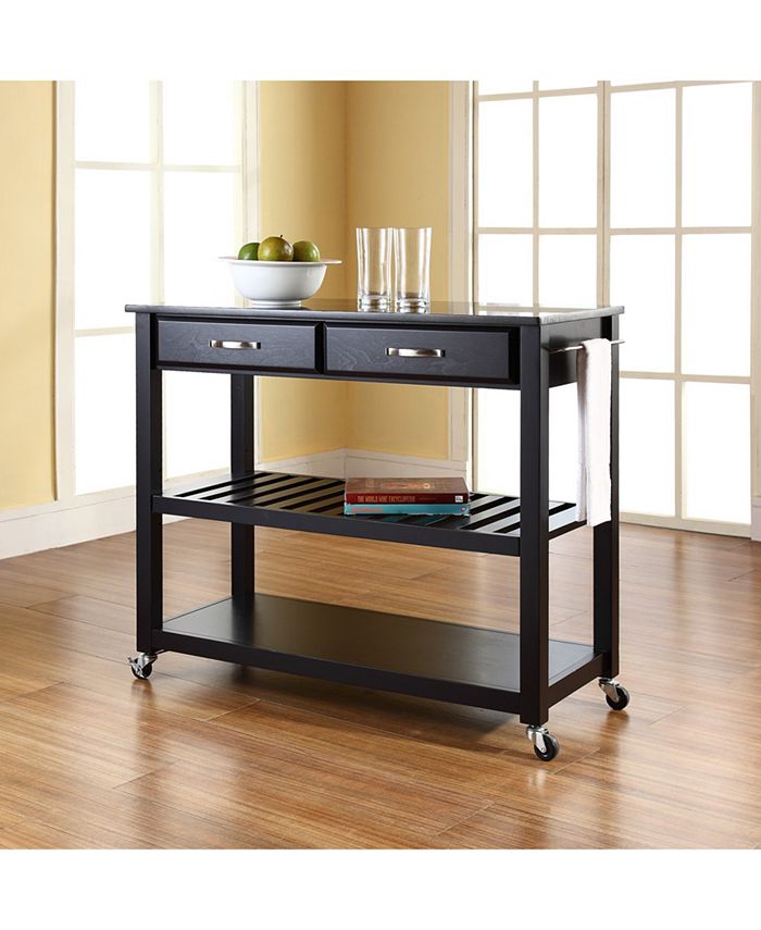 Solid Granite Top Kitchen Cart Island With Optional Stool Storage Crosley Solid Granite Top Kitchen Cart Island With Optional Stool Storage -Costway Shop