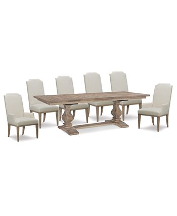 Rachael Ray Monteverdi 2 7-Pc. Dining Set (Table, 4 Upholstered Side Chairs & 2 Upholstered Arm Chairs) Furniture Rachael Ray Monteverdi 2 7-Pc. Dining Set (Table, 4 Upholstered Side Chairs & 2 Upholstered Arm Chairs) -Costway Shop