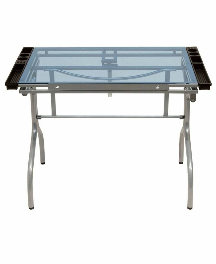 Clickhere2shop Folding Craft Station Silver / Blue Glass 3 Clickhere2shop Folding Craft Station Silver / Blue Glass