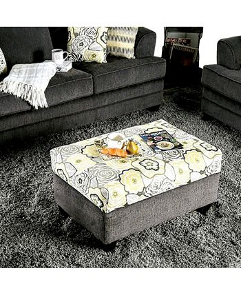 Kaya Wood-Constructed Floral Ottoman Furniture Of America Kaya Wood-Constructed Floral Ottoman -Costway Shop