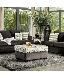 Furniture Of America Kaya Wood-Constructed Floral Ottoman