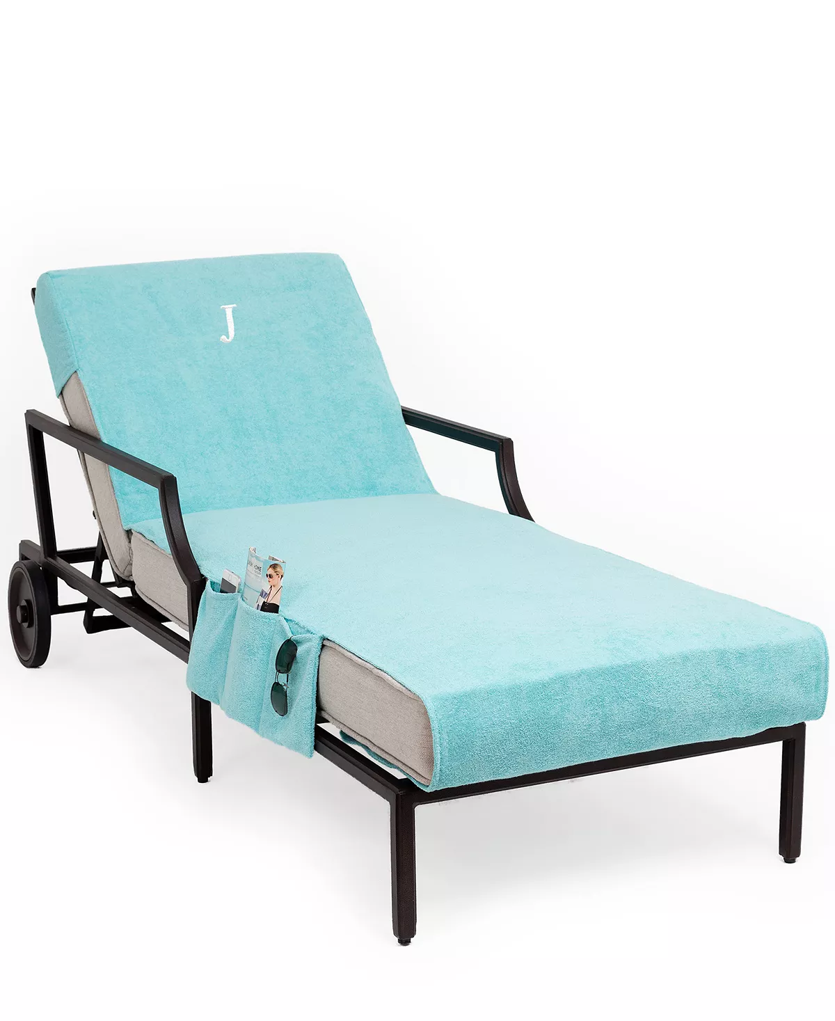 Linum Home Personalized Standard Size 100% Turkish Cotton Chaise Lounge Cover With Side Pockets 14 Linum Home Personalized Standard Size 100% Turkish Cotton Chaise Lounge Cover With Side Pockets - Image 12