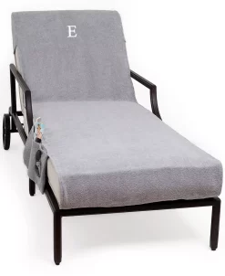 Linum Home Personalized Standard Size 100% Turkish Cotton Chaise Lounge Cover With Side Pockets -Costway Shop 11304361 fpx