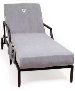Linum Home Personalized Standard Size 100% Turkish Cotton Chaise Lounge Cover With Side Pockets -Costway Shop 11304415 fpx