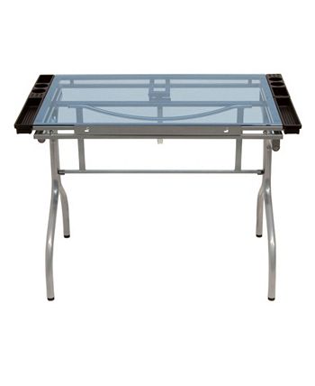 Folding Craft Station Silver / Blue Glass Clickhere2shop Folding Craft Station Silver / Blue Glass -Costway Shop