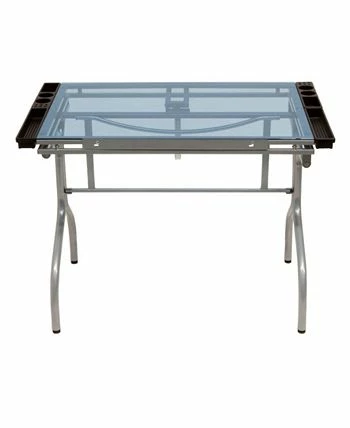 Clickhere2shop Folding Craft Station Silver / Blue Glass 4 Clickhere2shop Folding Craft Station Silver / Blue Glass - Image 2