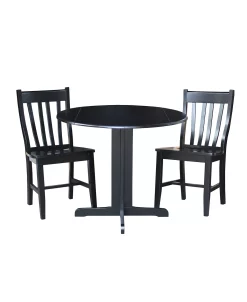 International Concepts 36 Dual Drop Leaf Table With 2 San Remo Chairs