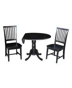 International Concepts 42 Dual Drop Leaf Table With 2 Mission Chairs