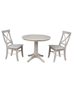 International Concepts 36 Round Top Pedestal Table - With 2 X-Back Chairs