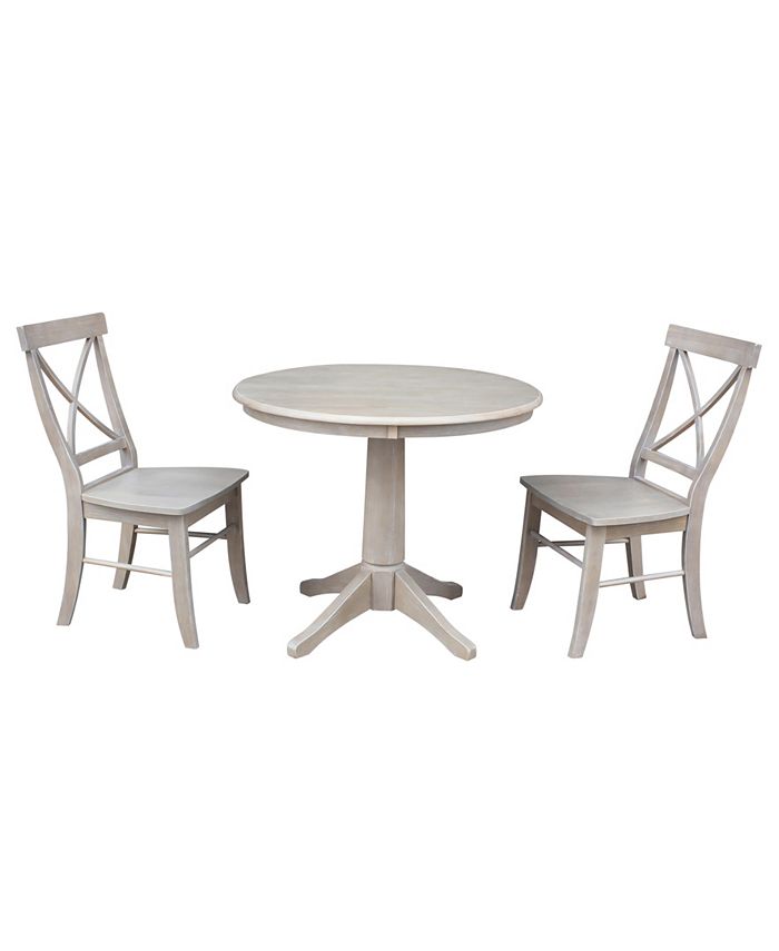 36 Round Top Pedestal Table - With 2 X-Back Chairs International Concepts 36 Round Top Pedestal Table - With 2 X-Back Chairs -Costway Shop