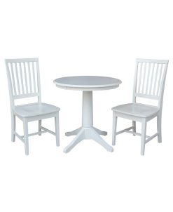 International Concepts 30 Round Top Pedestal Table - With 2 Mission Chairs