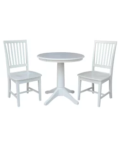 International Concepts 30 Round Top Pedestal Table - With 2 Mission Chairs