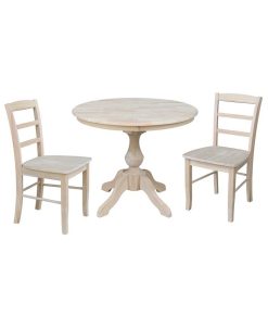 International Concepts 36 Round Top Pedestal Table - With 2 Madrid Chairs