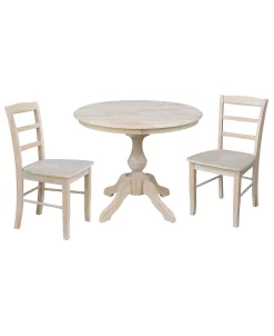 International Concepts 36 Round Top Pedestal Table - With 2 Madrid Chairs