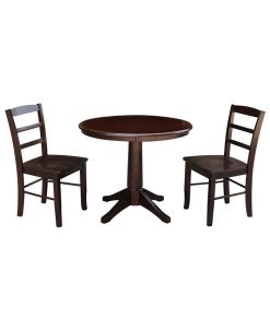 International Concepts 36 Round Top Pedestal Table - With 2 Madrid Chairs