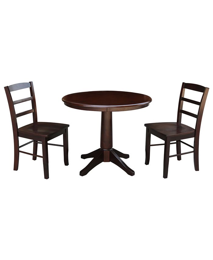 International Concepts 36 Round Top Pedestal Table - With 2 Madrid Chairs 3 International Concepts 36 Round Top Pedestal Table - With 2 Madrid Chairs