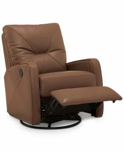 Furniture Erith Leather Power Swivel Glider Recliner