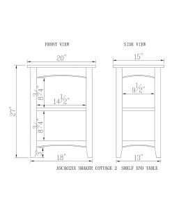 Alaterre Furniture Shaker Cottage 2 Shelf End Table, Charcoal Gray -Costway Shop 13719724 fpx