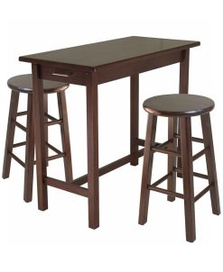 Winsome Sally 3-Piece Breakfast Table Set With 2 Square Leg Stools