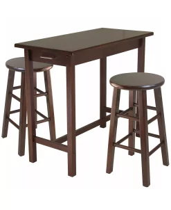 Winsome Sally 3-Piece Breakfast Table Set With 2 Square Leg Stools