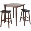 Winsome 3-Piece Kingsgate High/Pub Dining Table With Cushioned Saddle Stool