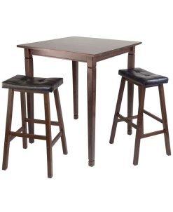 Winsome 3-Piece Kingsgate High/Pub Dining Table With Cushioned Saddle Stool