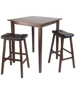 Winsome 3-Piece Kingsgate High/Pub Dining Table With Cushioned Saddle Stool