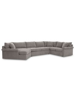Furniture Wedport 3-Pc. Fabric Sectional With Cuddler Chaise, Created For Macy's