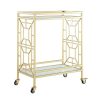 Inspired Home Jared Serving Bar Cart With Glass Shelves And Metal Frame