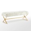 Inspired Home Aurora Faux Fur Bench With Metal X-Leg Frame