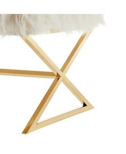 Inspired Home Aurora Faux Fur Bench With Metal X-Leg Frame -Costway Shop 15336800 fpx