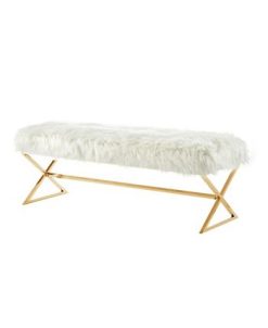 Inspired Home Aurora Faux Fur Bench With Metal X-Leg Frame -Costway Shop 15336802 fpx