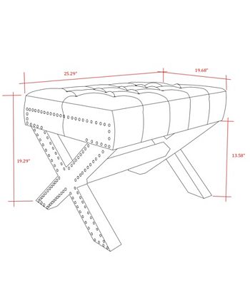 Louis Tufted Nailhead Ottoman With X-Legs Inspired Home Louis Tufted Nailhead Ottoman With X-Legs -Costway Shop