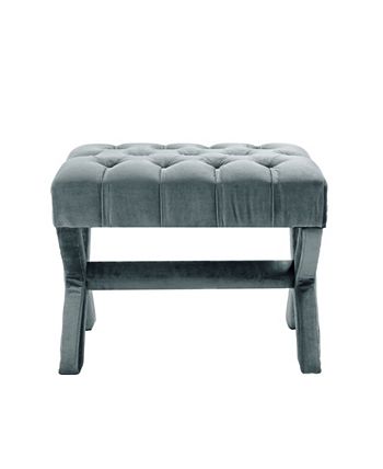 Louis Tufted Nailhead Ottoman With X-Legs Inspired Home Louis Tufted Nailhead Ottoman With X-Legs -Costway Shop