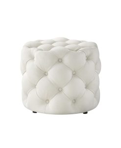 Inspired Home Lauren Upholstered Tufted Allover Round Ottoman
