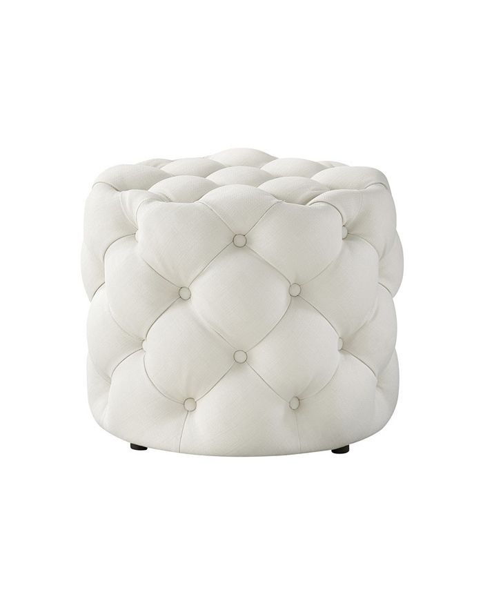 Lauren Upholstered Tufted Allover Round Ottoman Inspired Home Lauren Upholstered Tufted Allover Round Ottoman -Costway Shop