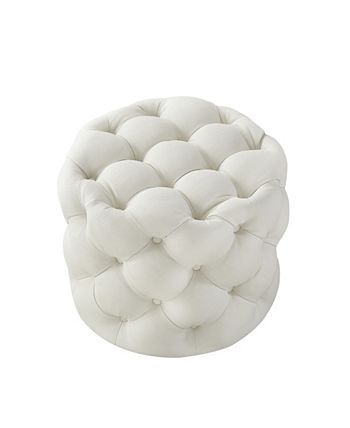 Lauren Upholstered Tufted Allover Round Ottoman Inspired Home Lauren Upholstered Tufted Allover Round Ottoman -Costway Shop