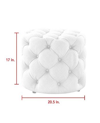 Lauren Upholstered Tufted Allover Round Ottoman Inspired Home Lauren Upholstered Tufted Allover Round Ottoman -Costway Shop
