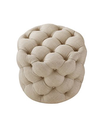 Lauren Upholstered Tufted Allover Round Ottoman Inspired Home Lauren Upholstered Tufted Allover Round Ottoman -Costway Shop