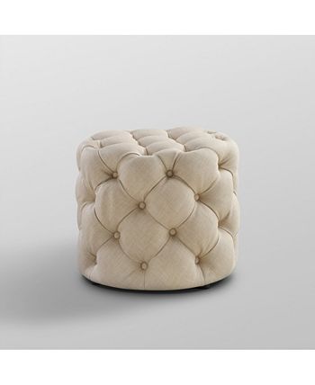 Lauren Upholstered Tufted Allover Round Ottoman Inspired Home Lauren Upholstered Tufted Allover Round Ottoman -Costway Shop