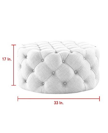 Bella Upholstered Tufted Allover Round Cocktail Ottoman Inspired Home Bella Upholstered Tufted Allover Round Cocktail Ottoman -Costway Shop
