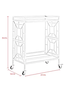 Inspired Home Jared Serving Bar Cart With Glass Shelves And Metal Frame -Costway Shop 16401602 fpx