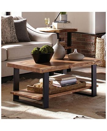 pine Natural Live Edge Wood Coffee Table Alaterre Furniture Pine Natural Live Edge Wood Coffee Table -Costway Shop