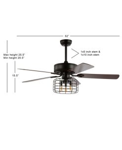 JONATHAN Y Sher 52 3-Light Industrial, Wood Led Ceiling Fan With Remote -Costway Shop 16632916 fpx