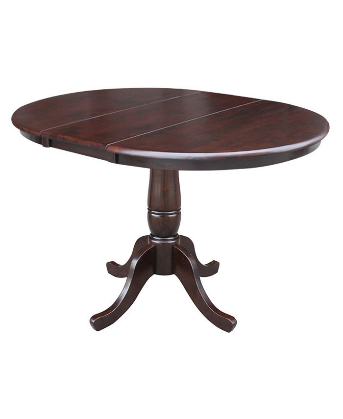 36 Round Top Pedestal Table With 12 Leaf International Concepts 36 Round Top Pedestal Table With 12 Leaf -Costway Shop